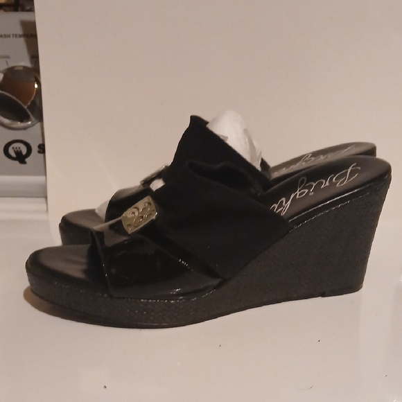 Brighton Black Patent Leather Mules with Silver Accents - Picture 6 of 7